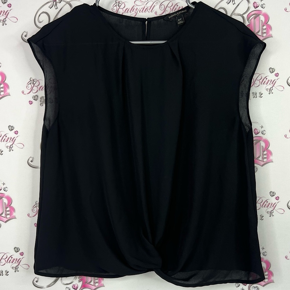 Banana Republic blouse tank top flowy draping stunning Black Women's Blouse
